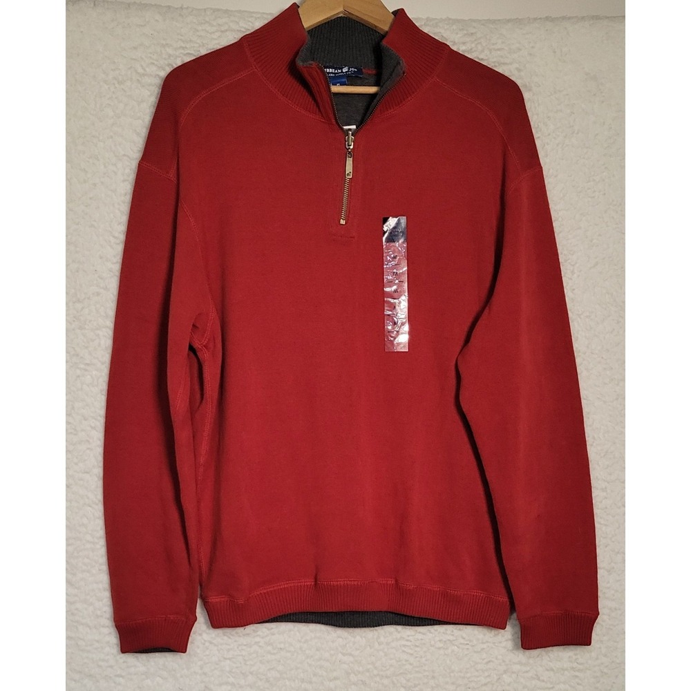 Caribbean Joe Mens Sweater Sz M "The Weekender" Long Sleeve 1/4 Zip NEW NWT 1488
